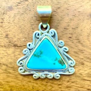 925 Sterling Silver Turquoise Pendant Mexico